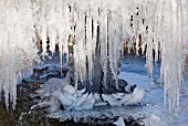 FROZEN ORNATE WATER FOUNTAIN