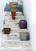 Terra Cotta and Glazed pots on steps