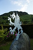 Contemporary hand crafted mild or stainless steel sculpture of Welsh Dragon