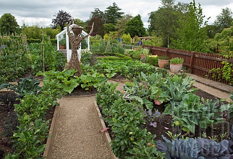 Kitchen_garden_with_salad_crops_and_leafy_vegetables_willow_figure_and_greenhouse