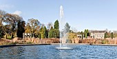 Fountain in italian garden in autumn