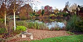 Aboretum lake and twin Monet style bridges