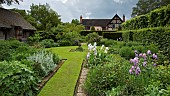 Twin borders bursting with herbaceous perennials