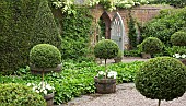 Semi formal garden containers with Standard Box with Petunia Surfinia Series