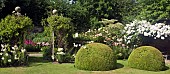 Font garden with gates with fragrant climbing Honeysuckle Lonicera  Lillys Lillium Regal