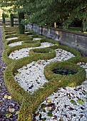Stylish Knot garden mulched with white pebbles