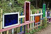 Fence made from plastic coloured panels