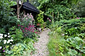 GARDEN SHELTER IN LUSH PLANTING NEAR POND