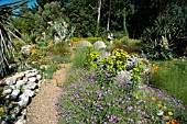 THE DESERT WASH GARDEN IN SUMMER AT EAST RUSTON OLD VICARAGE GARDEN