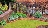 WOODEN LOG EDGING TO LAWN