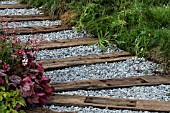 PATH OF RAILWAY SLEEPERS AND GRANITE CHIPPINGS