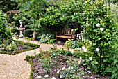 ROSE GARDEN WITH BENCH AND FOUNTAIN. DESIGN: MARIANNE AND DETLEF LUEDKE