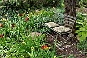 BENCH IN A PERENNIAL GARDEN. DESIGN: MARIANNE AND DETLEF LUEDKE