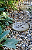 PATH WITH DIRECTION STONE AT BADGERS,  SUSSEX,  TOM AND ANN MOUNT