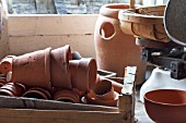 COLLECTION OF OLD CLAY POTS