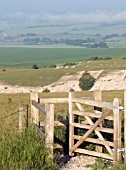 KISSING GATE,  TRUNDLE,  WEST SUSSEX,  TYPICAL CHALK DOWNLAND