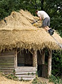 THATCHING SUMMERHOUSE AT WEST DEAN GARDENS